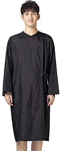 Colorfulife Salon Client Gown Robe Crepe Large Smock Kimono Hairdressing Cape Dress Beauty SPA Hotel Barber Guest Clothes Night-gown Wrap (Black)