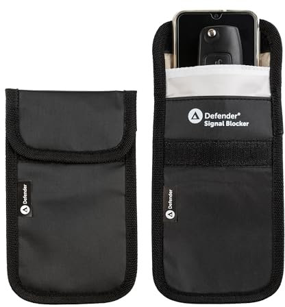 Defender Signal Blocker 2 Pack - RFID Faraday Pouch - Police Accredited Car Key Security Case - Phone Case Signal Blocking Device - Faraday Bag For Car Keys Mobile Phone Credit Cards