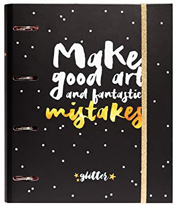 Grupo Erik Ringordner A4 Schmal 4 Ringe - Ordner A4 Schmal Premium Glitter Stars - Aktenordner 4 Ringe - Ringbuch A4 - A4 Ordner A4 Schmal - Ringbuch A4 Aktenordner A4 Büro Zubehör Schul Zubehör