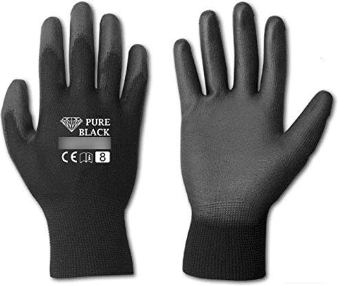 12 Paar Arbeitshandschuhe Gr. 10 PURE BLACK Latexbeschichtung Schutzhandschuhe Montagehandschuhe Sicherheitshandschuhe