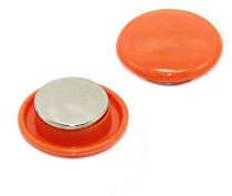 High Power Orange Planning Office Magnets for Fridge, Whiteboard, Noticeboard, Filing Cabinet - 30mm dia x 11mm high - Pack of 60
