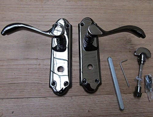 S & S International Pair of Florida Polished Black Nickel Lever Door Mortise Handles Modern Scroll (Lever Bathroom Handles)
