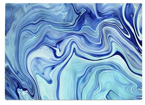 Blue Teal Navy Retro Cool Kitchen Worktop Protector Saver Glass Chopping Board