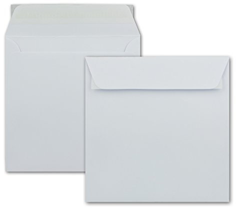250 Briefumschläge in Weiß - quadratische Kuverts 16 x 16 cm - Starke Qualität - 120 Gramm/m² - Haftklebung - ohne Fenster
