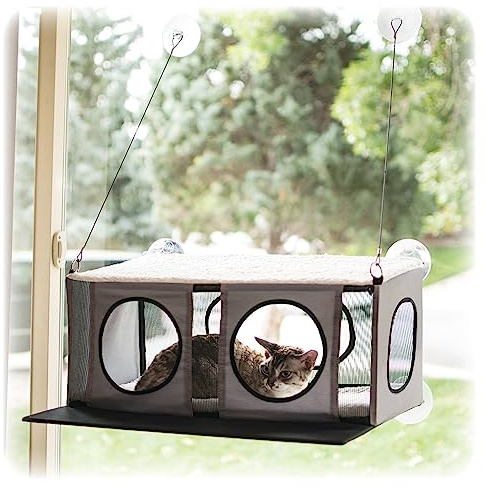 K&H Pet Products Katzenfensterstange für große Katzen, EZ Mount Penthouse Fensterbank Katzenbett, Stabile Katzenhängematte für Fenster, Katzensitzstange Katzenregal, Katzenfensterbett Katzenmöbel,
