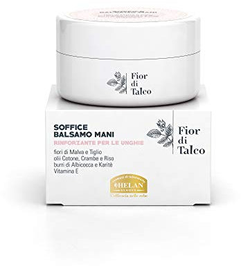 Helan Fior di Talco - Hand Cream and Nail Strengthener with Shea Butter and Vitamin E, Nourishing and Scented Balm for Dry and Chapped Skin, Moisturising and Redness Repairing - Made in Italy, 50 ml
