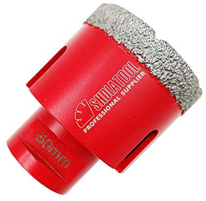 SHDIATOOL Broca de Diamante 50MM Vacío Soldadura para Perforación en Seco Porcelana Azulejo Granito Mármol M14