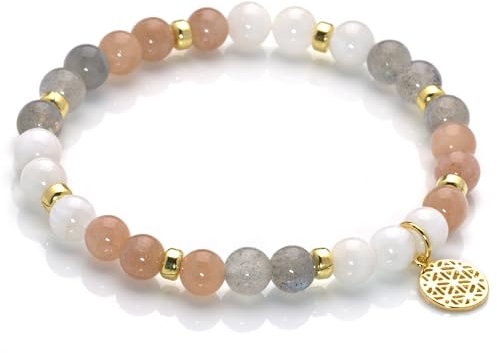 KARYSMA LEBENSBLUME Armband aus echtem MONDSTEIN, Gold plattiert