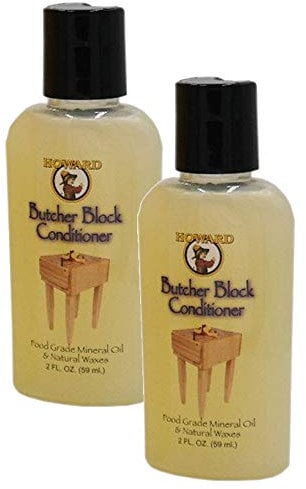 Howard Butcher Block Conditioner 59ml for care of Chopping Board, Bread Board,wooden kitchen tools and Butcher Blocks Trial Size Twin Pack