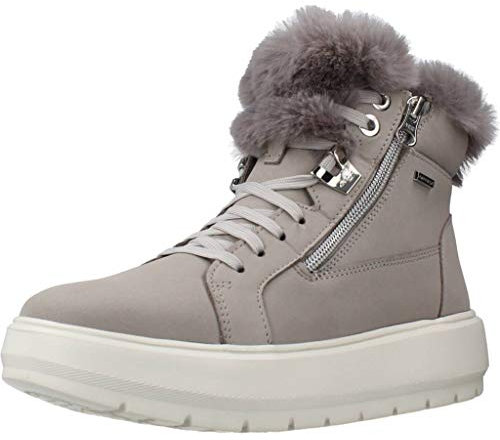 Geox Donna Stivali Kaula ABX, Signora Stivali Invernali,Stivali Invernali,Stivali da Neve,Foderato,Impermeabile,Traspirante,LT Grey,40 EU / 7 UK