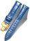 BINLUN Leder Uhrenarmband Lederarmband Ersatz Uhrenarmbänder für Herren Damen mit Silber/Gold/Roségold Schmetterling Faltschließe 12-24mm(19mm Blau-Gold Schnalle)
