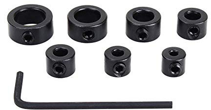 7 Piezas topes para Taladro Anillo Posicionador, Anillo de Topes para Taladro, Topes de Profundidad para Brocas, Anillo de Abrazadera de Parada de Profundidad de Broca de 3-16 mm, con Llave Hexagonal