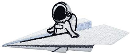 Finally Home Astronaut auf Papierflieger Patch zum Aufbügeln | Lustiger Weltraum Patches, Alien Bügelflicken, Nasa Flicken, Ufo Aufnäher für Klamotten