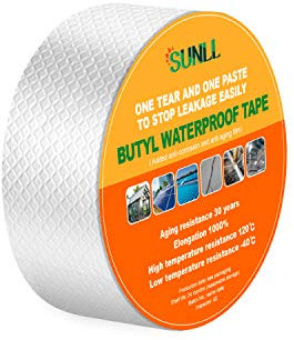 Butyl Waterproof Tape 5cm Width x 5m Length, Upgraded Leak proof Butyl Seal Strip, Multi-Use Repair for Boat and Pipe Sealing, HVAC Ducts, Roof Crack, RV, Awning, Window Sealing, Silver