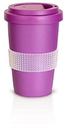 Mahlwerck Kaffeebecher to go, Porzellan Coffee-to-go Becher, mit Deckel, 400 ml, matt violett