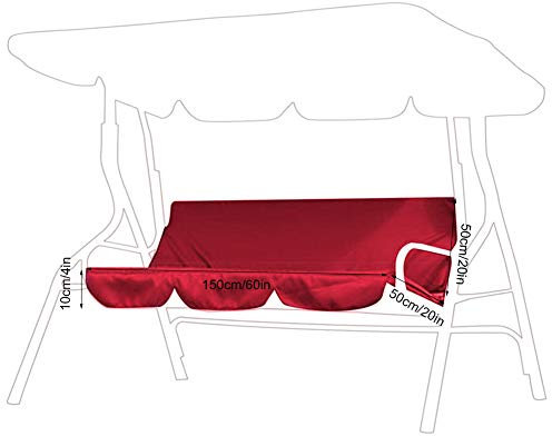Socobeta Swing Seat Cover Swing Cushion Easy to Clean Swing Cushion Cover Swing Chair Replacement Seat Pad for Outdoor Garden Patio Yard(red, 12)