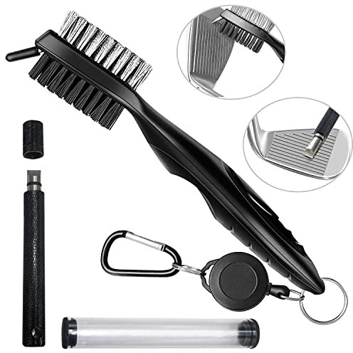 GIAK Golf Bürste Golfschläger Bürste Golf Club Bürste Dual Sided Nylon & Edelstahl Golf Groove Sharpener Sharpener Werkzeug mit Aluminium Carabiner Golf Zubehör Geschenk