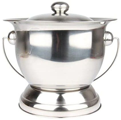 TOPBATHY Tragbare Toilettenkammer Topf Edelstahl Töpfchen Urin Eimer Bedpfannen Spittoon Universal Nachttopf mit Deckel und Griff für Kinder Schwangere Frau Erwachsene Silber