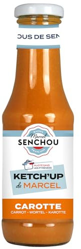 Pur Ketchup Carotte - Accompagnement de Poissons, Fruits de Mer, Tapas - Sans Colorant et Additif - Vegan Friendly & Gluten Free - 360g, Bouteille en Verre 82% Recyclé - SENCHOU