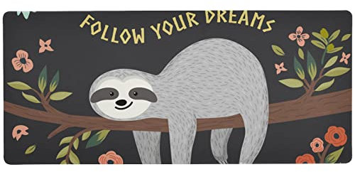Großes Mauspad Follow Your Dreams, Faultier, wasserdicht, rutschfest, Gummi, Schreibtischunterlage, Gaming-Mauspads, Büro, Schreibtischmatte, 80 x 30 cm