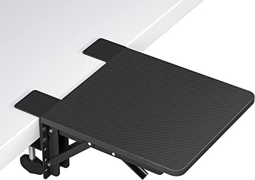 BONTEC Ergonomics Desk Extender Tray, 24cm*23cm Table Mount Arm Wrist Rest Shelf, 90° Foldable Elbow Arm Support, Clamp on Computer Arm Rest for Desk, Suitable for Office desks