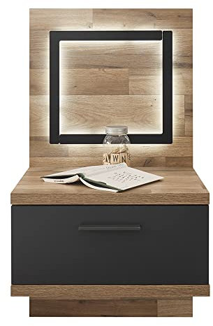 Lomadox Jugendzimmer Nachttisch hängend, inkl. Ausatzpaneel mit LED,Schubkasten mit Softclose-Funktion in Holzoptik, B/H/T ca. 50/94/40 cm