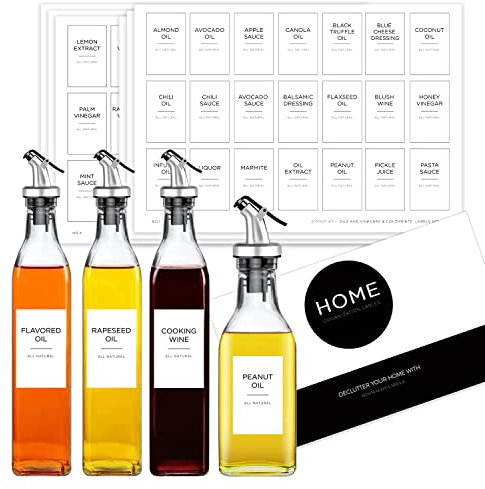 126 étiquettes pour bouteilles d'huile et de vinaigre, autocollants minimalistes blancs mats, autocollants pour condiments pour distributeurs à presser, cuisine, garde-manger et réfrigérateur