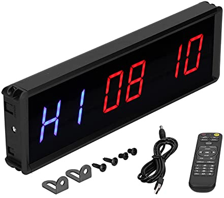 Cronómetro LED para Gimnasio en Casa, Temporizador de Intervalo con Cuenta Atrás y Progresiva, Control Remoto Inalámbrico, Multifunción para Entrenamiento