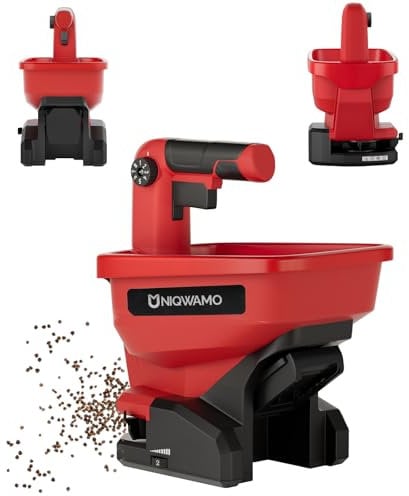 Uniqwamo Handheld Grass Seed Spreader Compatible for Milwaukee 18V Li-ion Battery, Available Year-Round, Grass Seeds, Rock Salt (Battery not Included)