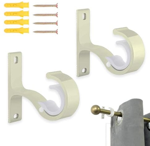 AZWOOD Gardinenstangenhalterung, 2 Stück, robuste Gardinenstangenhalterungen für Ø 20–28 mm Stangen, Premium-Deckenaufhängung, Gardinenstangenhalter, Schrankstütze, Haken, Befestigungsstangenhalterung