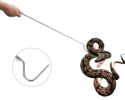 Ieron Gancio a serpente con asta retrattile, in acciaio inox, professionale, per rettili, per attività all'aperto o avventure selvagge, da 16 cm a 71 cm