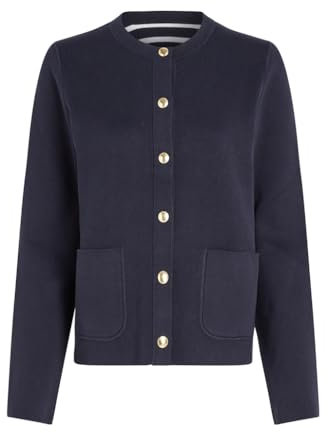 Tommy Hilfiger Chaqueta de Punto Mujer Cardigan Co Jersey Reversible Cardi con Botones, Multicolor (Breton STP Ivory Petal/Dsrt Sky), S