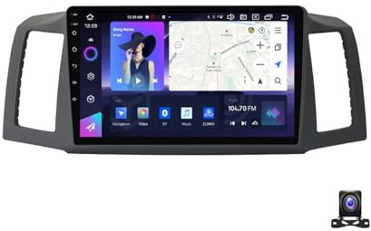 EsaSam Doppel DIN Radio Mit Navi, 9 Zoll Touchscreen, 2 Din Autoradio MP5 Player Für Jeep Grand Cherokee 2004~2007 Unterstützt BT, Radio FM/RDS, DSP, Carplay/Auto, Lenkradsteuerung,8 core nf4 4g+64g
