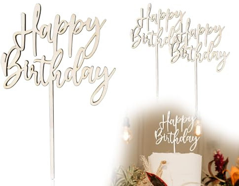 ZoeTekway Happy Birthday Tortendeko, Cake Topper Geburtstag, Acryl Tortendeko Geburtstag, Cupcake Topper (2, Holzfarbe Satz 2)