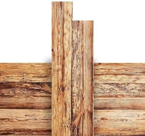 Holz Wandverkleidung Vintage-Holz Retro Brown (0,96m2) Deko Verkleidung Wandpeneele Holzdeko für Wohnzimmer Schlafzimmer Bad & Küche einfache Montage mit Kleber Nagel o. Schrauben (Retro Brown)