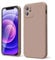 oakxco for iPhone 12 Mini Case Liquid Silicone, Soft Rubber Gel Elegant Aesthetic Basic Simple Cover, Cute Thin Slim TPU Matte Solid Color Plain Smooth Case for Women Men Boy, Brown Khaki