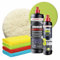 GFK Politur Set | Menzerna Premium Power Cut 200 1L Gelcoat Bootspolitur + Super Finish 3500 250ml + Lammfell Polierpad 150mm + Soft Cut Premium Polierpad + 4x Poliertuch | für Boot Wohnwagen