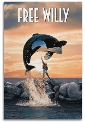 nzzmy Free Willy-Poster, Vintage-Kunst, Raumdekoration, ästhetische Schlafzimmerdekoration, Leinwandposter für Schlafzimmer, 30 x 45 cm, ungerahmter Stil