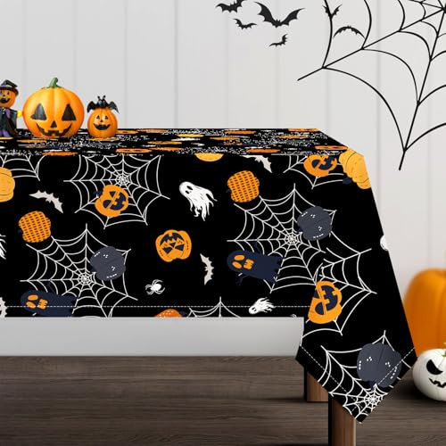 Arquiel Tischdecke Rechteckige, Halloween Geist Kürbis Tischtuch Abwaschbar Tischdecken Wasserabweisend Tischdecke für Party Feiertage Herbst Abendessen Dekor(152 x 213 cm)