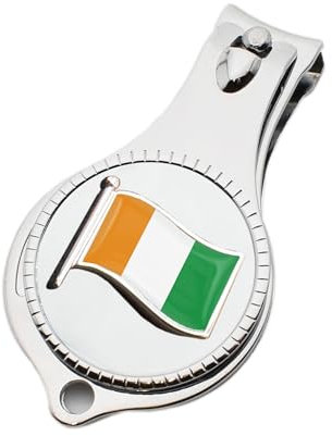 Flag of Ivory Coast Design Pocket Metal Nail Clipper and Bottle Opener with Personalised Engraved Message, Presented in a Velvet Pouch