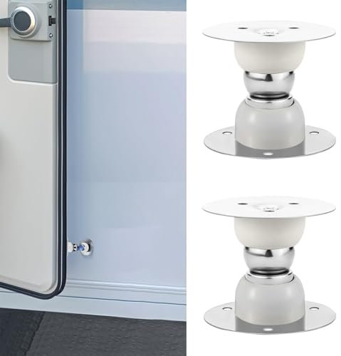 Koorium® 2 Pack Ivory White Mini Door Stops, Magnetic Door Holders for Home Office, Heavy Duty RV Baggage Door Catch Latch with Screws & Adhesive, Suitable for RV Camper Motor Home Cargo Trailer