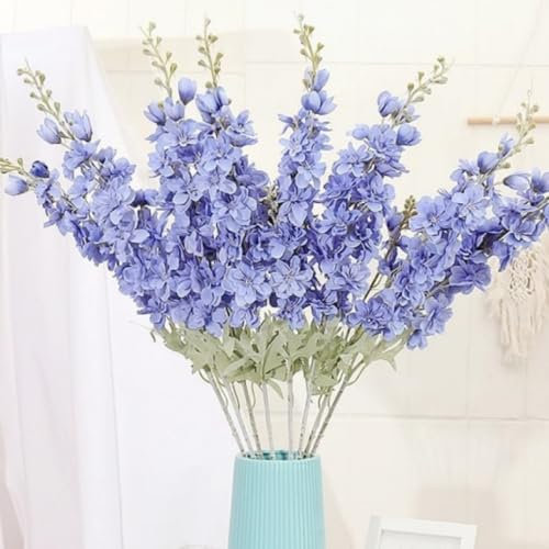 OUKEYI 6 fiori finti delphinium in seta, 85,1 cm, fiori artificiali a stelo lungo, per vasi alti, decorazione per la casa, matrimoni, feste (blu navy)