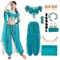Bi Bi Hou Damen Jasmin Prinzessin Kostüm - Aladdin Arabische Verkleidung Mit Zubehör - Bauchtanz Outfit für Halloween, Karneval, Party, Bühnenauftritt - Erwachsene
