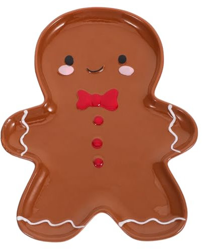 Assiette de Noël, vaisselle de Noël, plateau de service, décoration de table festive, vaisselle de table, assiette à fruits de Noël, bonhomme en pain d'épice, plateau de service en céramique