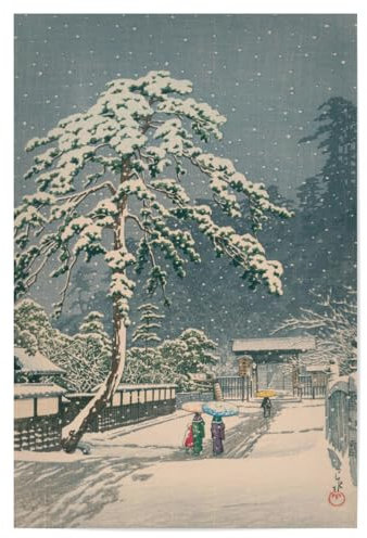 artboxONE Poster 120x80 cm Natur Honmon-ji Temple in Ikegami - Bild schnee gemälde hasui
