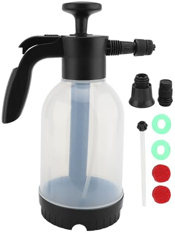 Qcwwy 2L Foam Pump Sprayer, Hand Pump Pressure Sprayer Adjustable Pressure Foaming Pump Sprayer Hand Pressurized Soap Sprayer with Two Adjustable Nozzle for Car Wash Garden Watering