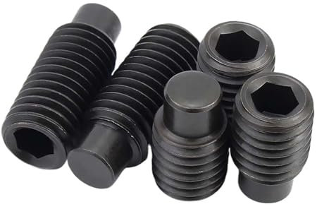 Vite a testa esagonale DIN915 in acciaio di grado 12.9 nero, M2.5, M3, M4, M5, M6, M8, M10, M12, M14, M16, con punta di cane e bullone senza testa convessa. (3 mm, 5 pezzi M10)