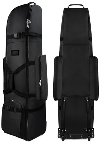 Golf-Reisetaschen für Fluggesellschaften, 33 x 35 x 135 cm, wasserdichte Golftasche, Reisetasche, robuste Club-Aufbewahrung mit Rollen und mehreren Fächern, faltbare Outdoor-Gepäck-Aufbewahrungstasche
