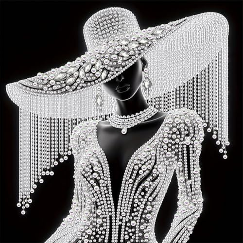 Aodejoy Diamond Painting Elegante Dame, 5D Diamant Painting Bilder für Erwachsene, Hübsche Frau Diamant Malerei DIY Diamond Painting speziell Steine für Zuhause Dekor 30x30 cm -#11