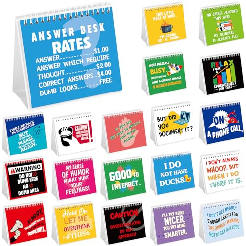 Outus Funny Office Desk Sign Boss Day Gifts Different Fun Flip over Messages Calendar Humor Quotes Office Desk Sign Cubicle Decor Accessories for Colleague Birthday Christmas White Elephant Gifts